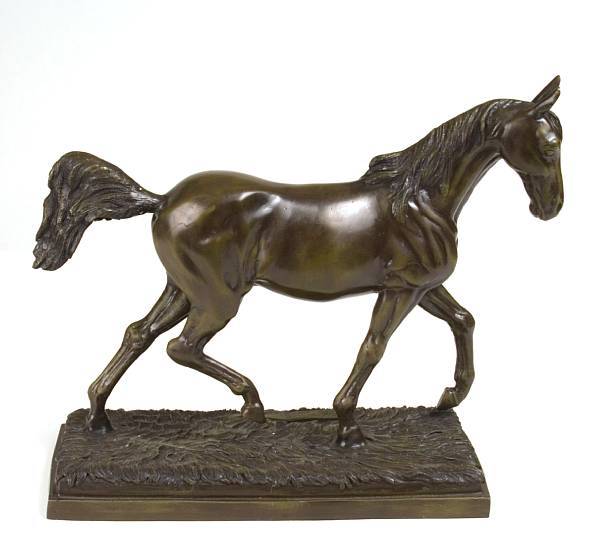 Appraisal: A patinated bronze figure of a horse height in width