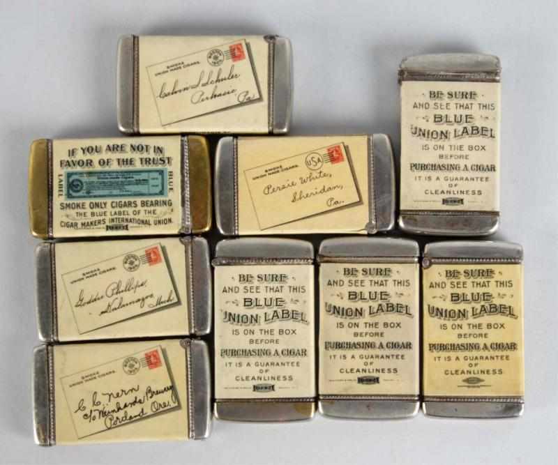 Appraisal: Lot of Celluloid Cigar Advertising Match Safes Condition Very Good