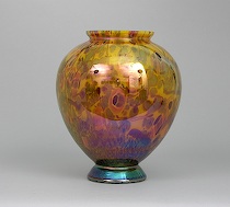 Appraisal: Large Iridescent Glass Vase ca early th Century Blown mold