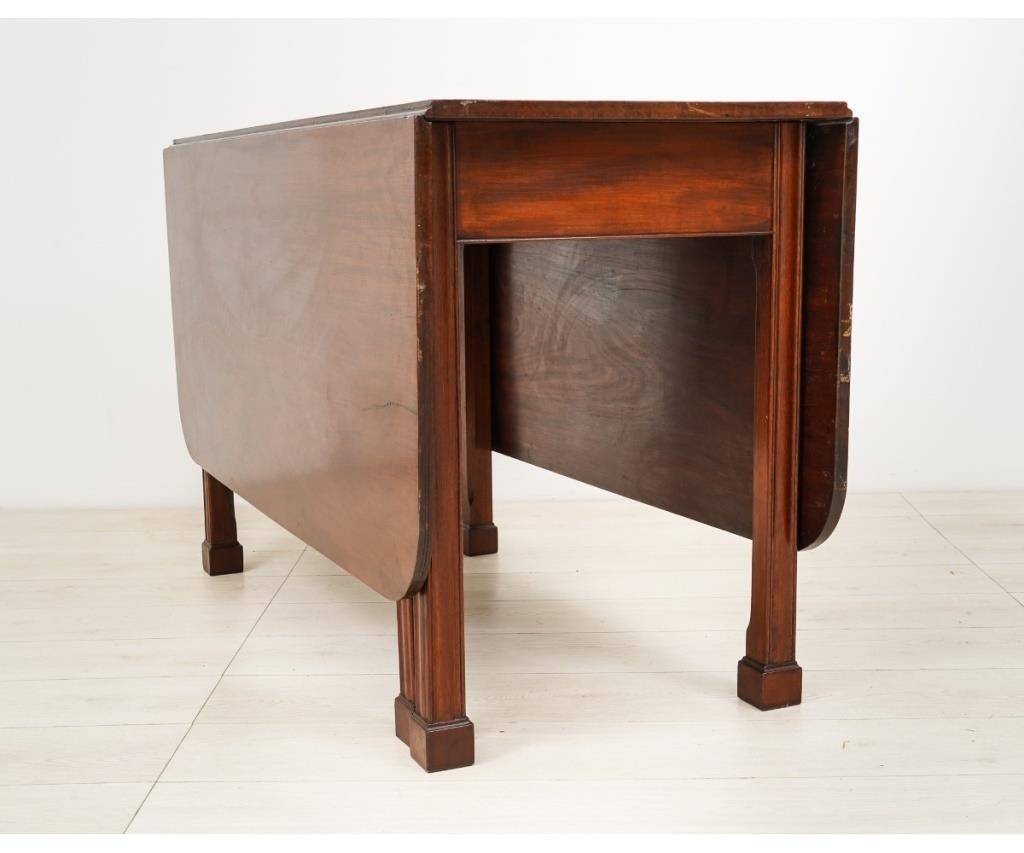 Appraisal: Large Delaware Valley chippendale mahogany drop leaf table with square