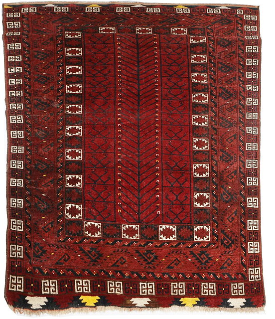 Appraisal: AN ERSARI WINE GROUND RUG with a central fish bone