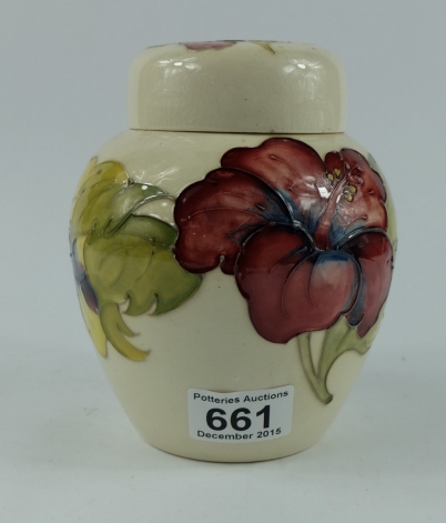 Appraisal: Moorcroft ginger jar cover decorated in the hibiscus design on