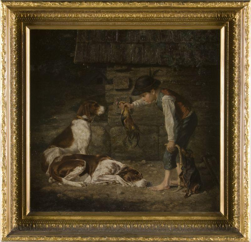 Appraisal: Continental School The Catch th century oil on canvas unsigned