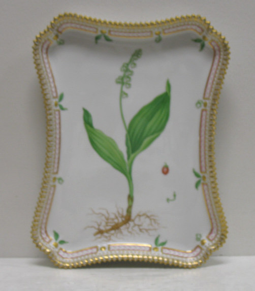 Appraisal: ROYAL COPENHAGEN 'FLORA DANICA' PORCELAIN TRAY Shaped rectangular with painted