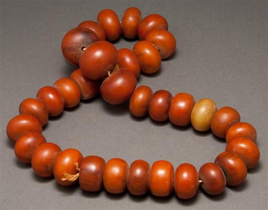 Appraisal: Graduated Strand of African Amber Beads thirty-four in all ranging