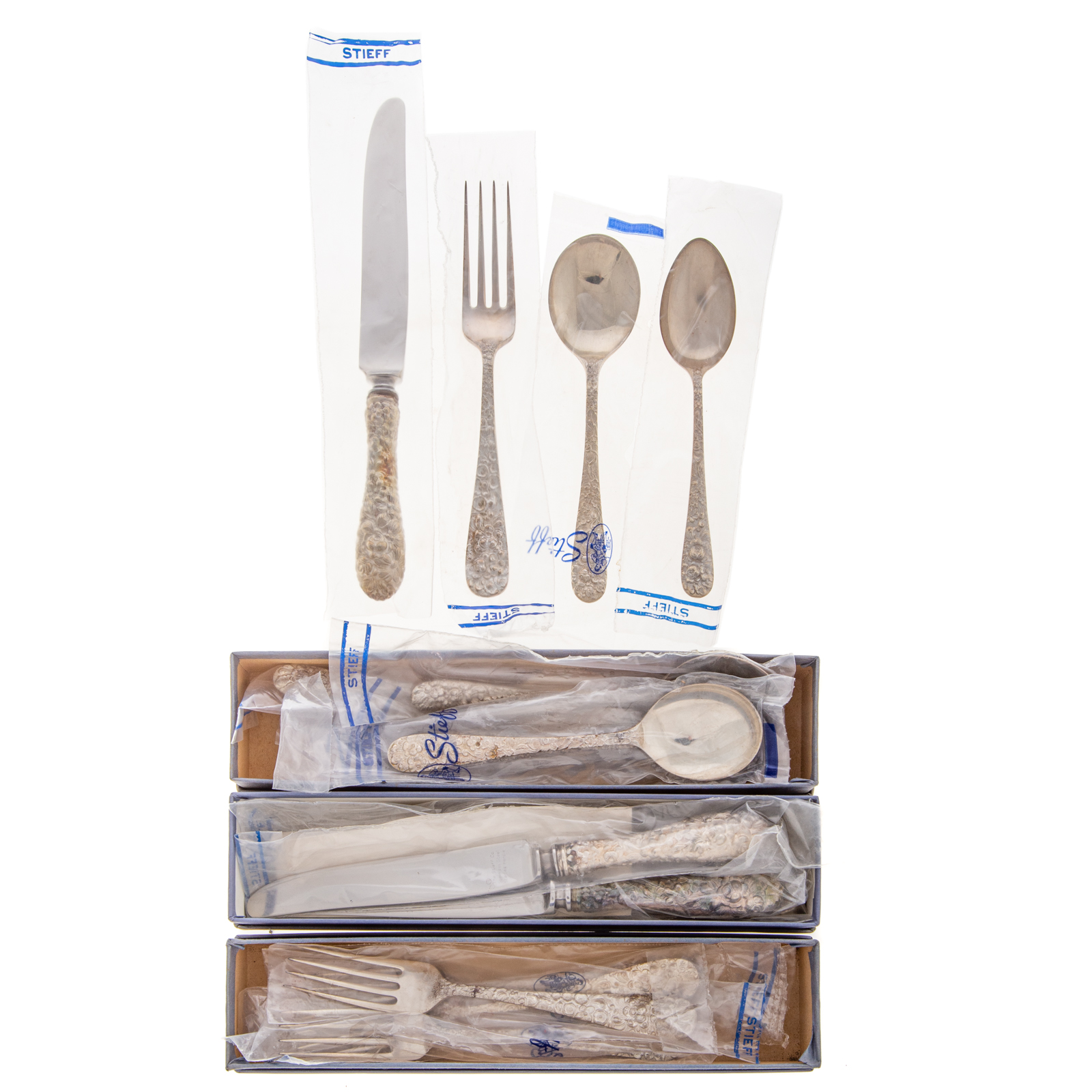 Appraisal: STIEFF STERLING ROSE FLATWARE SERVICE Service for five including dinner