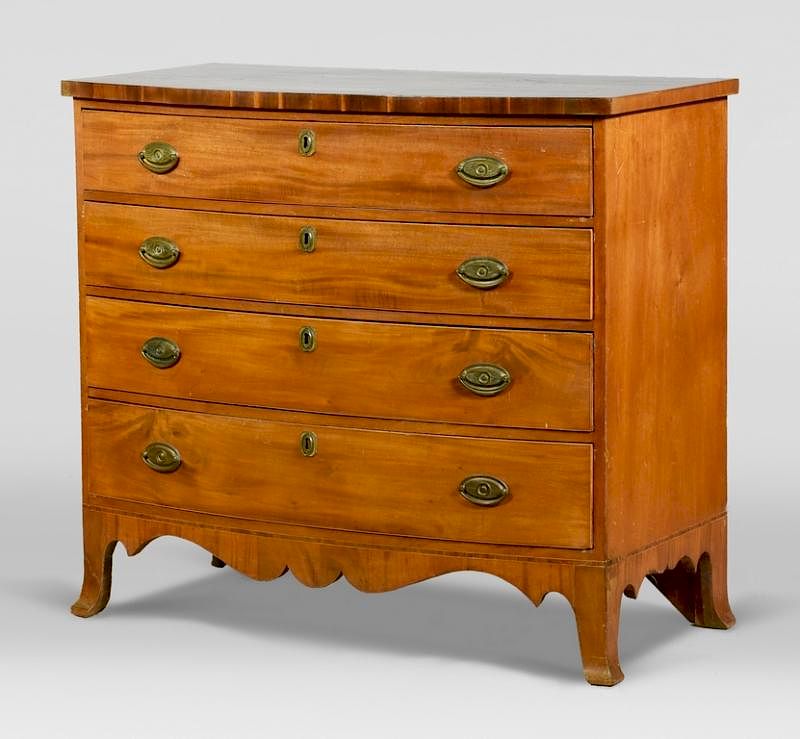 Appraisal: American Federal Bowfront Chest American Federal mahogany bowfront chest pine