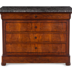 Appraisal: A Louis Philippe Walnut Marble-Top Chest of Drawers th Century