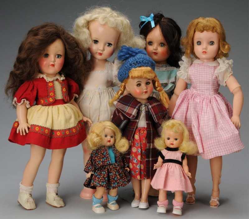 Appraisal: Lot of Hard Plastic Dolls Description American Ca s Nancy