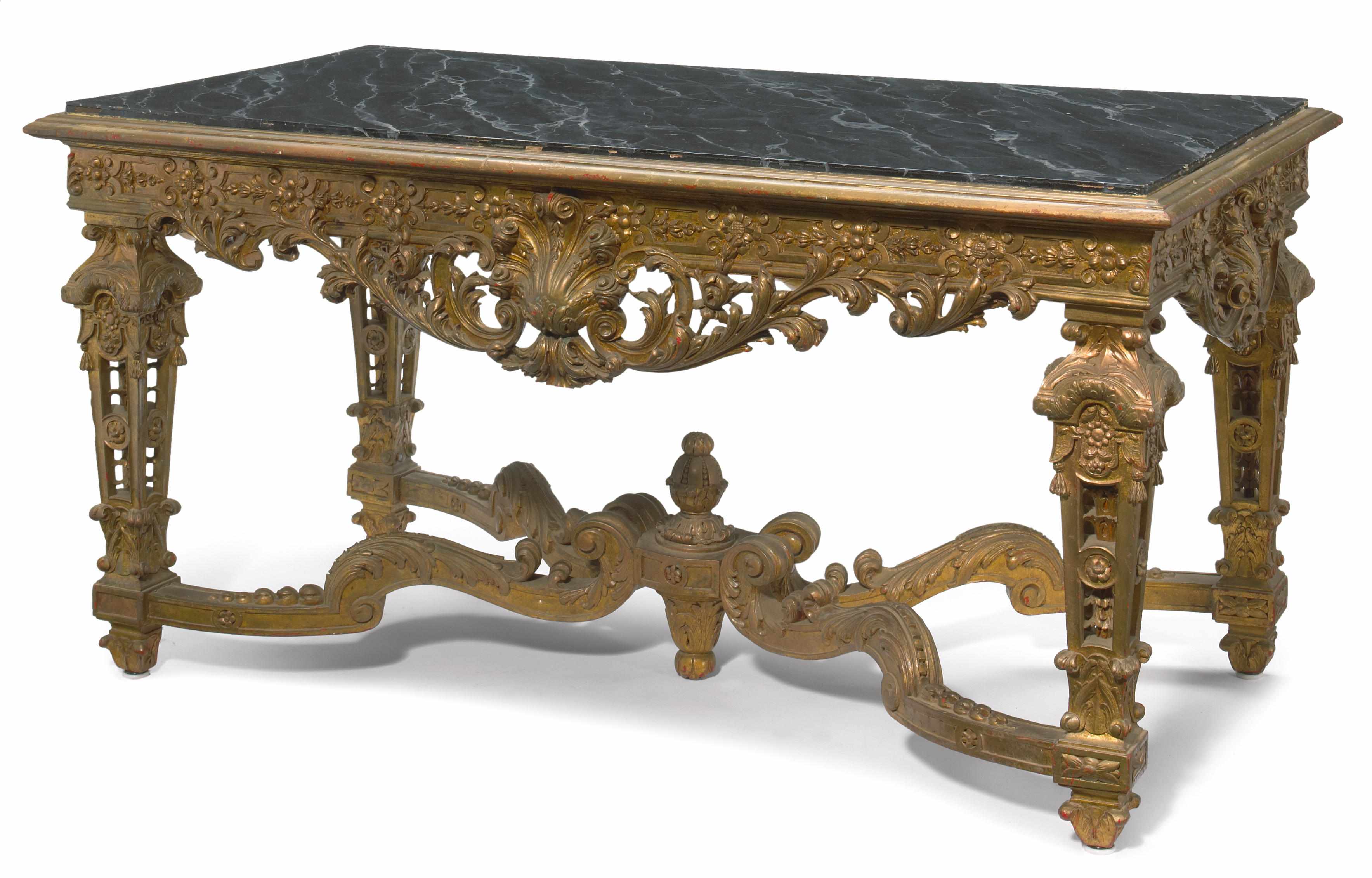 Appraisal: A Louis XVI style carved giltwood table de milieu late