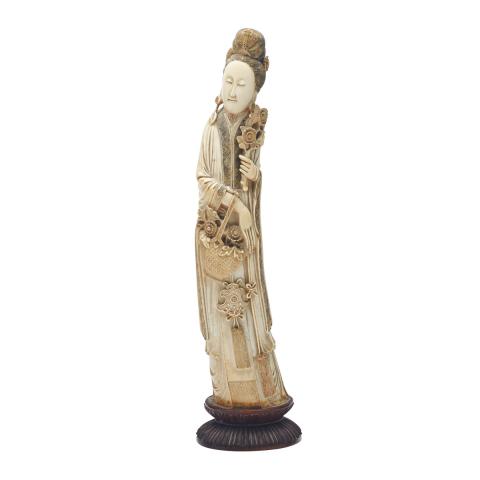 Appraisal: Large Ivory Carved Figure of a Maiden th Century Carrying