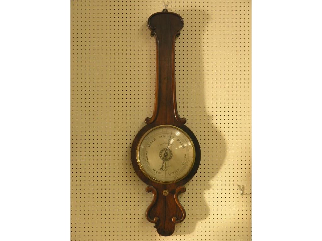 Appraisal: An early Victorian rosewood wheel barometer unsigned circular silvered dial