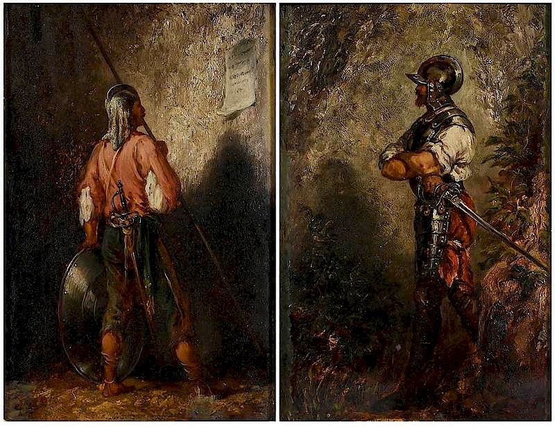 Appraisal: European School th century Continental Soldiers a pair of paintings