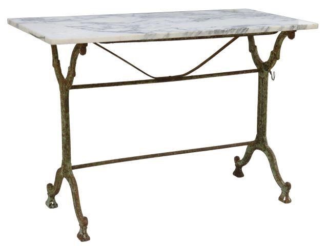 Appraisal: French Parisian marble-top cast iron bistro table early th c