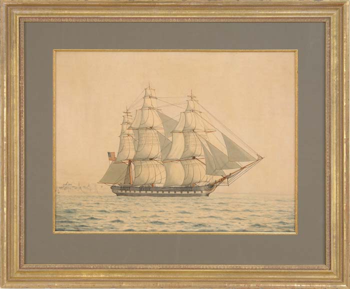 Appraisal: LUCIAS A BRIGGS American - AN AMERICAN FRIGATE OFF THE