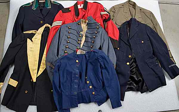 Appraisal: Theatrical Military Uniform Coats Lot of Seven Lot includes one