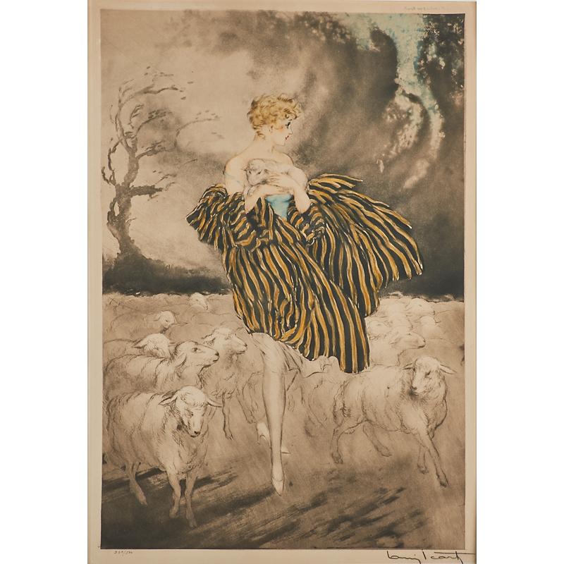 Appraisal: LOUIS ICART French - Etching on paper Little Bo Peep