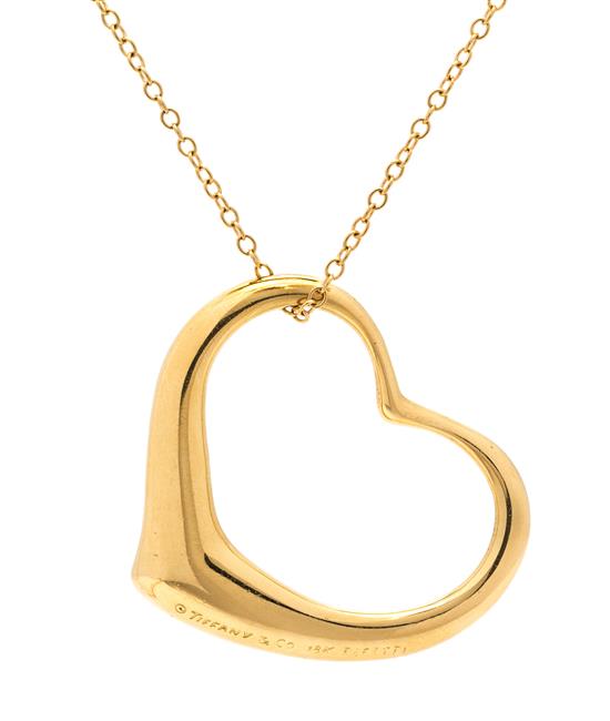 Appraisal: Sale Lot An Karat Yellow Gold Open Heart Pendant Elsa