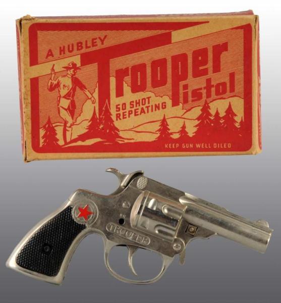 Appraisal: Hubley Trooper Toy Cap Gun Description Includes original box Gun