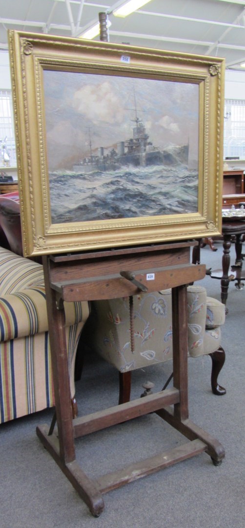 Appraisal: An early th century oak and pine height adjustable easel