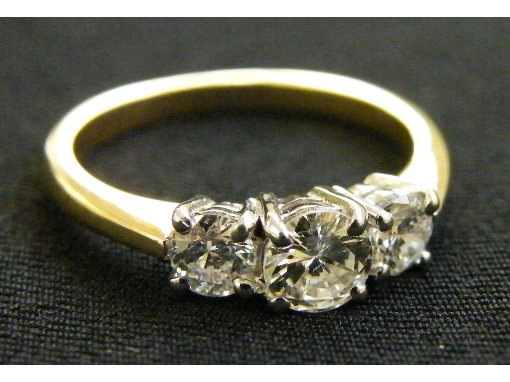 Appraisal: ct three stone brilliant cut diamond ring of nice quality