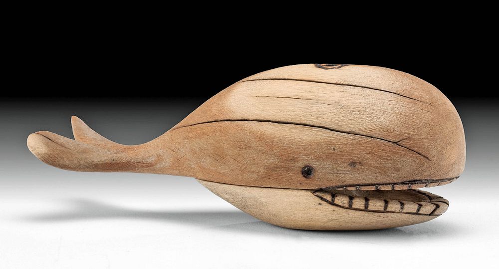 Appraisal: Charming th C Inuit Wood Whale Effigy Snuff Box Native