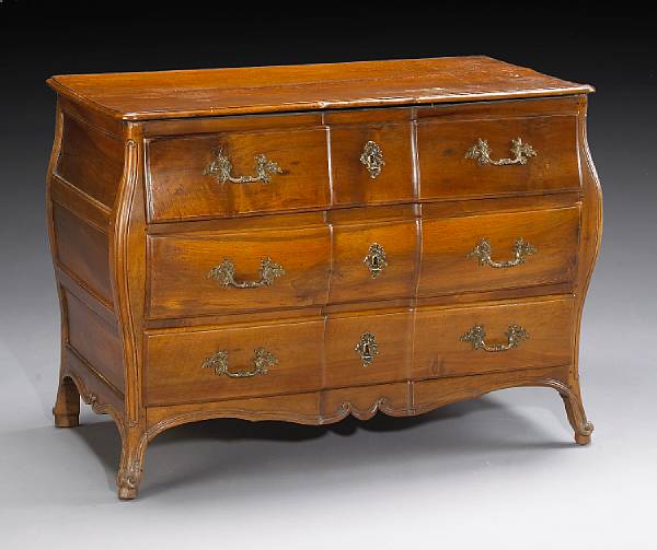 Appraisal: A Louis XV walnut commode mid th century The rectangular