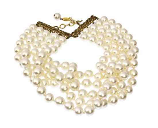 Appraisal: A Chanel Multistrand Pearl Necklace with goldtone adjustable clasp Stamped