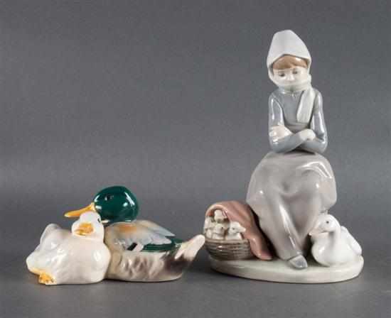 Appraisal: Lladro porcelain figural group of a girl with geese and