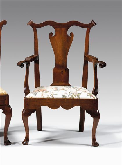 Appraisal: Chippendale walnut armchair philadelphia - The serpentine crest above a