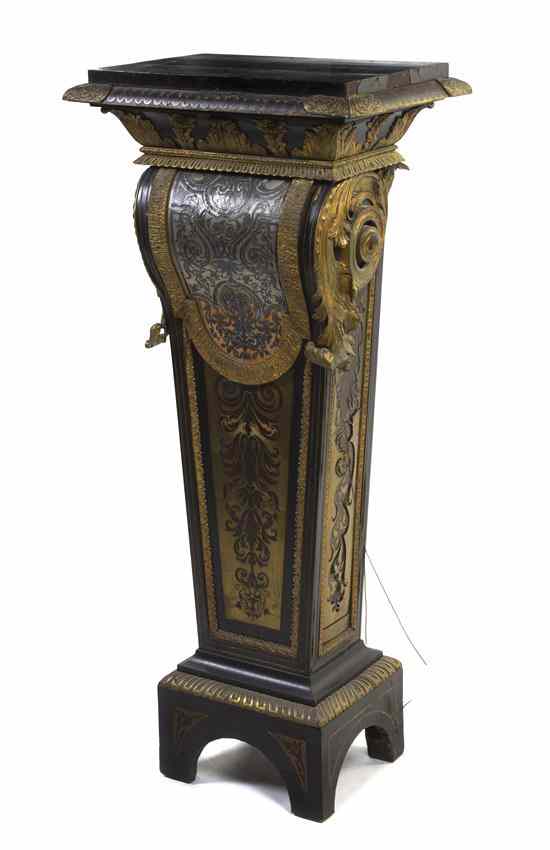 Appraisal: A Boulle Style Bronze Mounted Ebony Veneered Pedestal having a