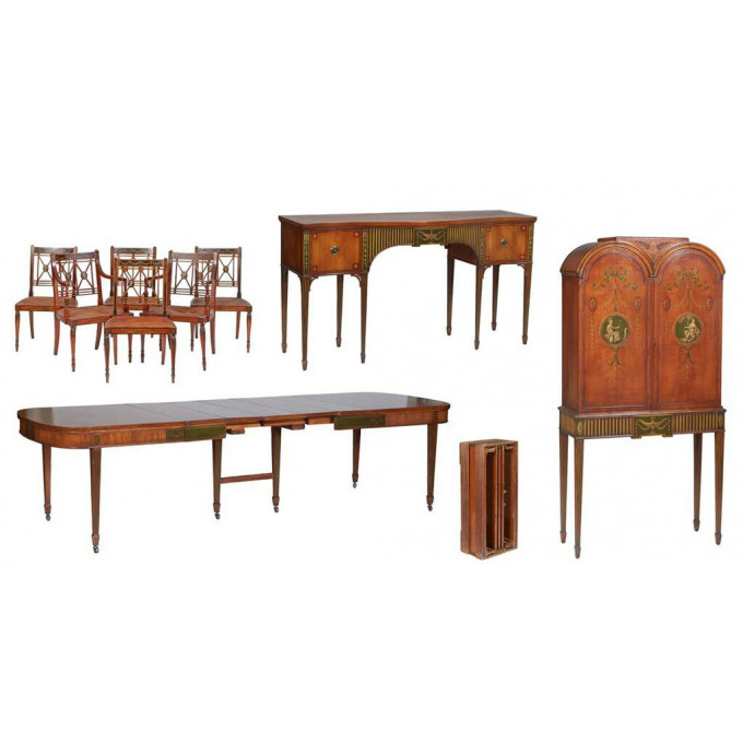 Appraisal: Robert Irwin - Nine Piece Adams Satinwood Dining Room Suite