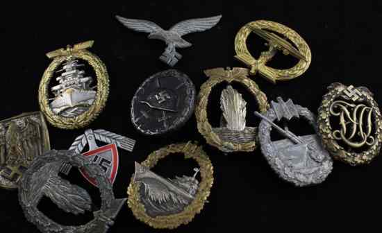 Appraisal: A group of eleven assorted WWII German badges medals including