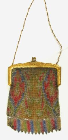 Appraisal: Whiting Davis Dresden mesh purse colorful Art Deco pastel silk