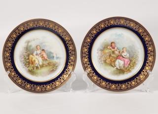 Appraisal: PAIR OF FRENCH SEVRES CABINET PLATES SIGNED PAIR OF FRENCH