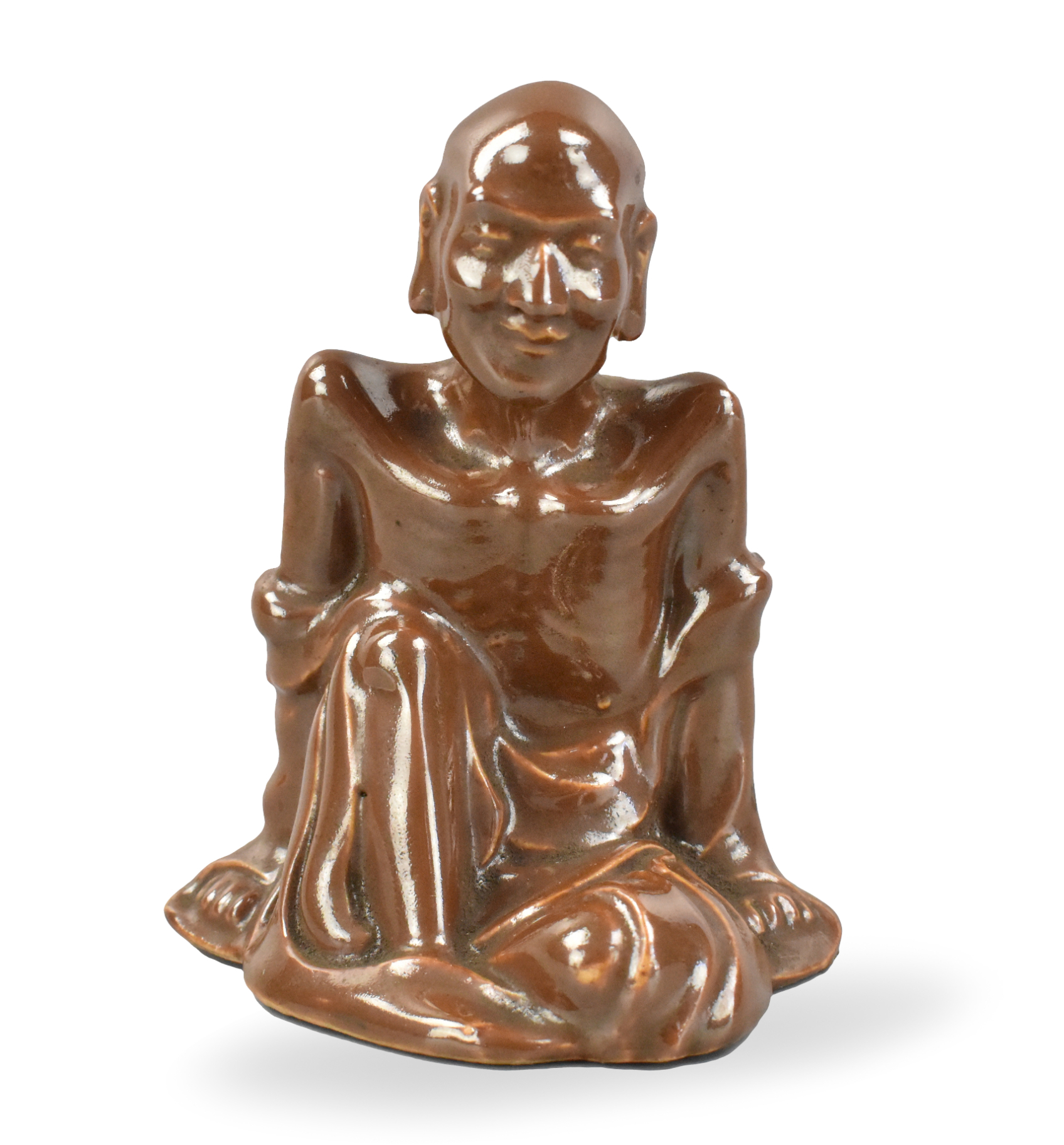 Appraisal: A Chinese brown glazed luohan figure dating from the Republic