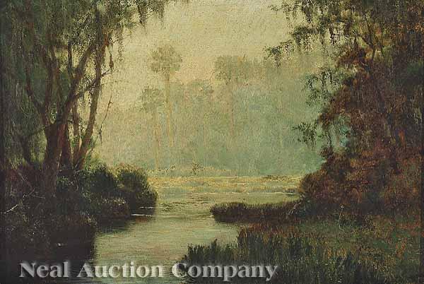 Appraisal: American School late th early th c Impressionist View Wetlands