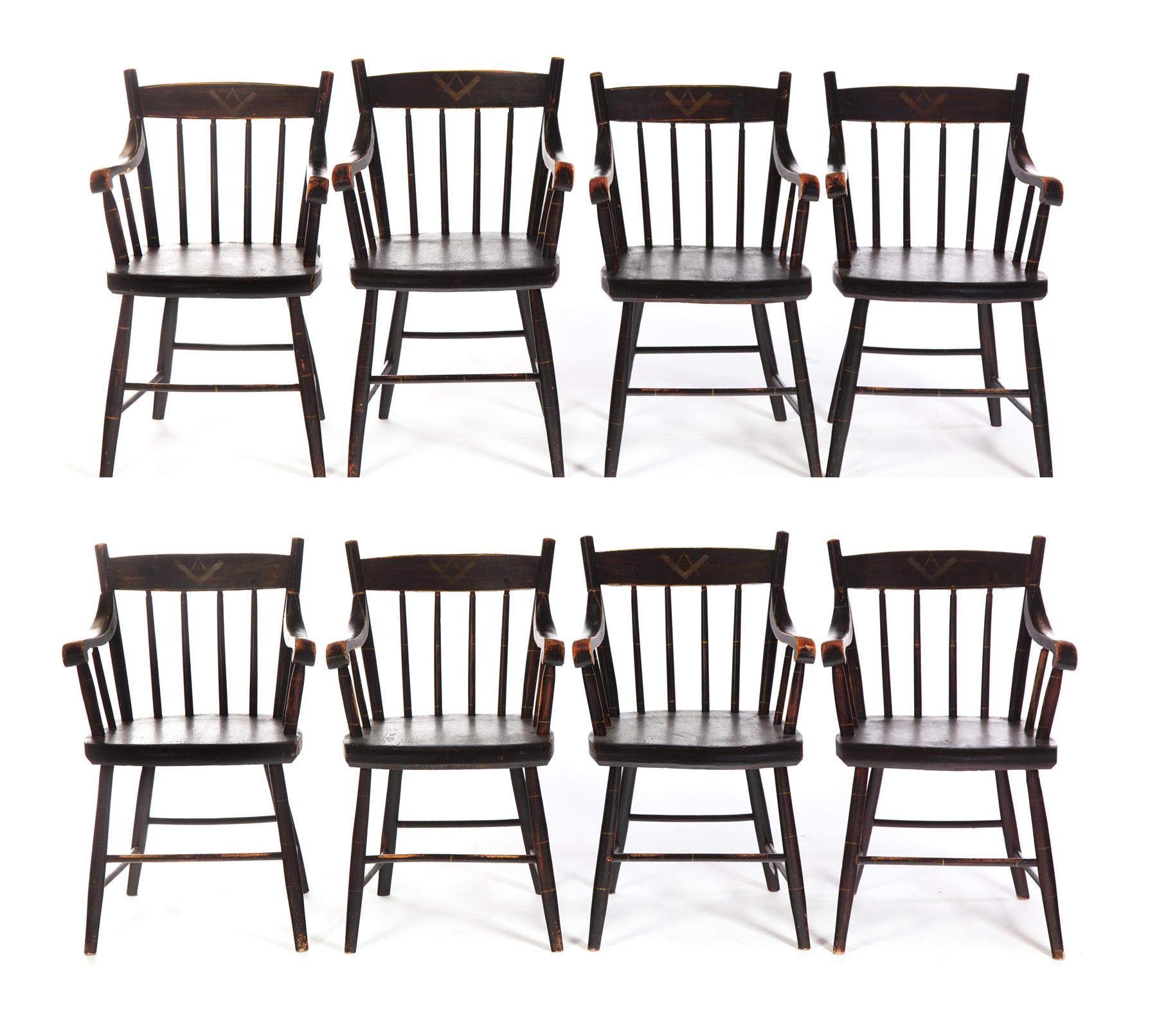 Appraisal: EIGHT AMERICAN MASONIC ARMCHAIRS Attributed to New England ca s-