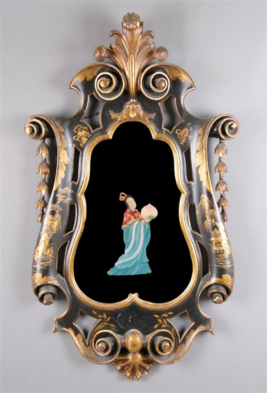 Appraisal: A Painted and Parcel Gilt Mirror Height inches