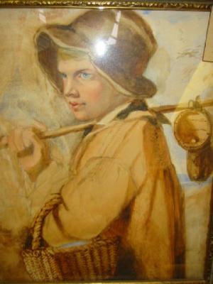 Appraisal: THOMAS HEAPHY Portrait of a Boy with Basket and Stick