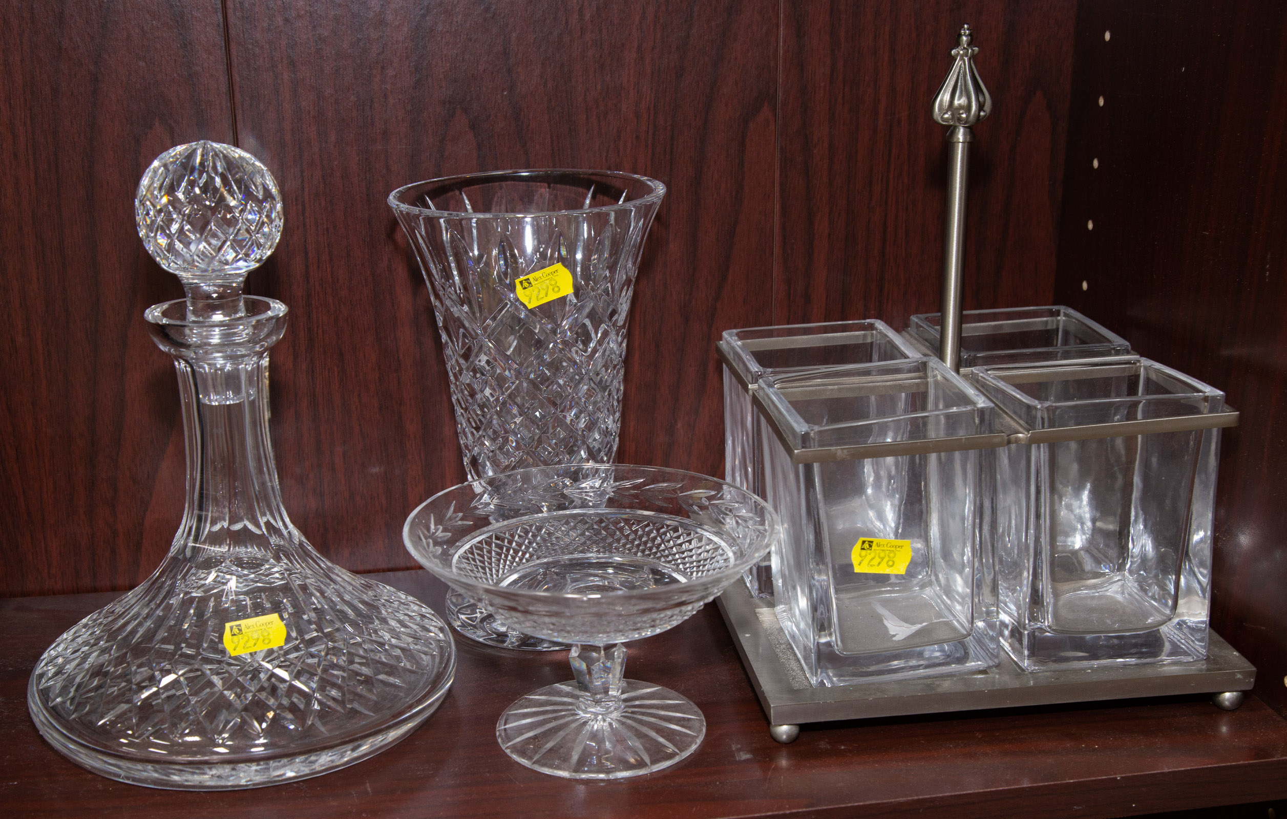 Appraisal: SELECTION OF GLASS TABLEWARE Including a Waterford footed vase and