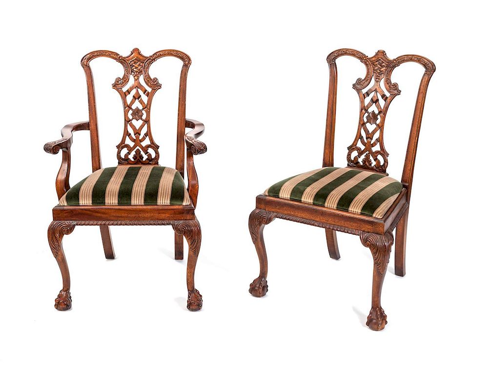 Appraisal: A Set of Ten George III Style Mahogany Dining Chairs