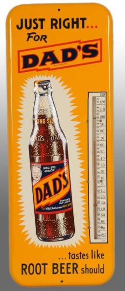 Appraisal: Embossed Tin Dad's Root Beer Thermometer Description Depicts King Size