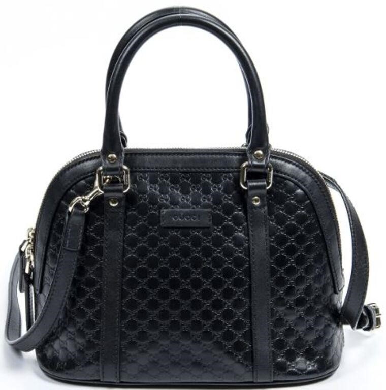 Appraisal: Gucci Mini Dome shoulder hand bag in black Microguccissima leather