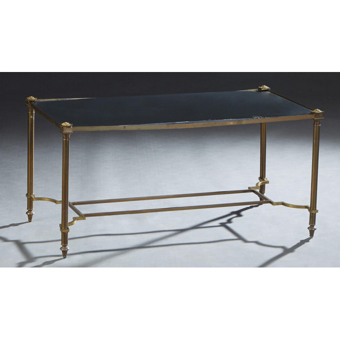 Appraisal: Louis XVI Style Brass Slate Top Coffee Table th c