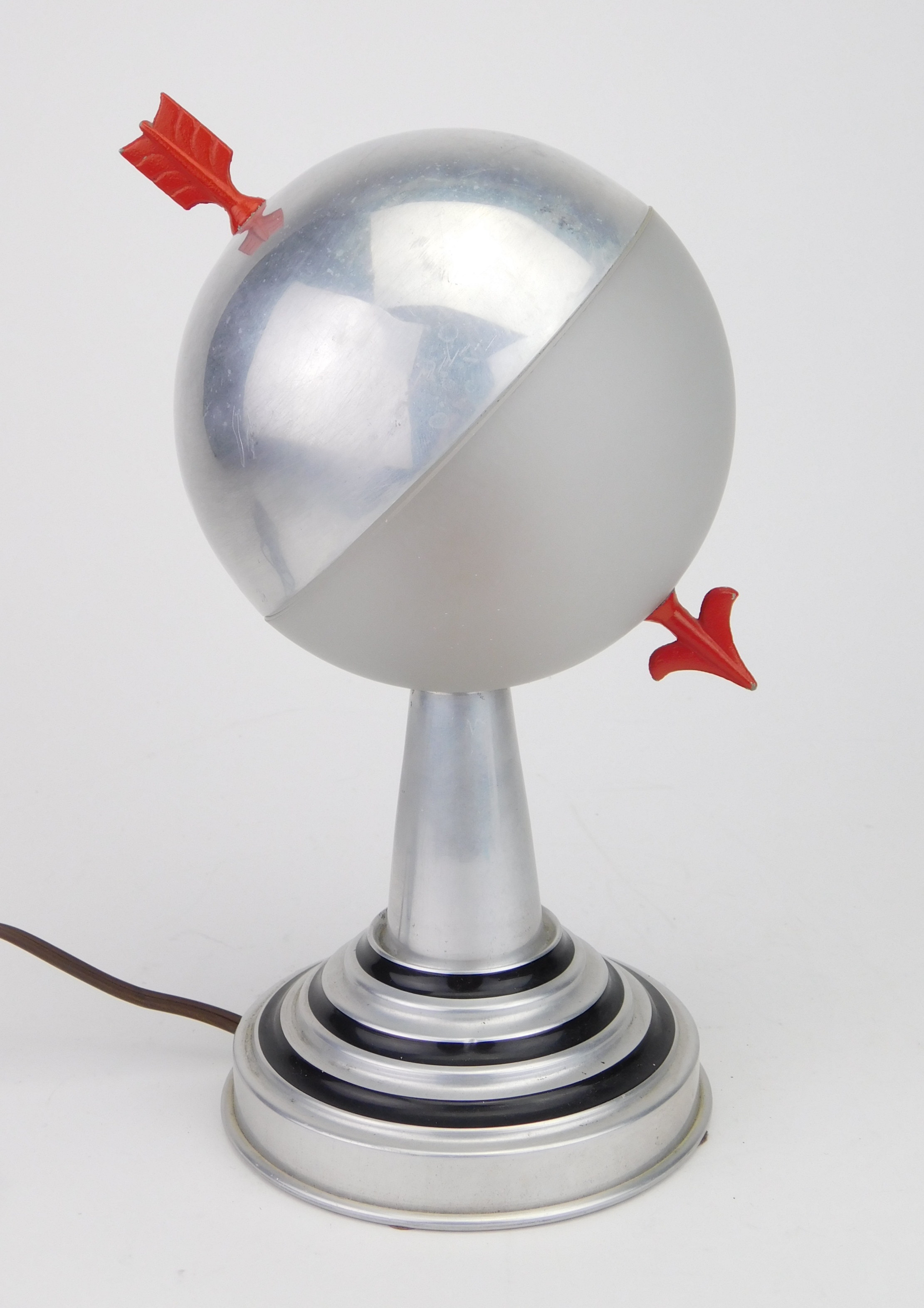 Appraisal: Art Deco ball and arrow table lamp aluminum lamp base