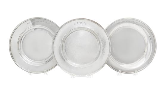 Appraisal: Sale Lot Three American Silver Small Plates comprising a spot-hammered