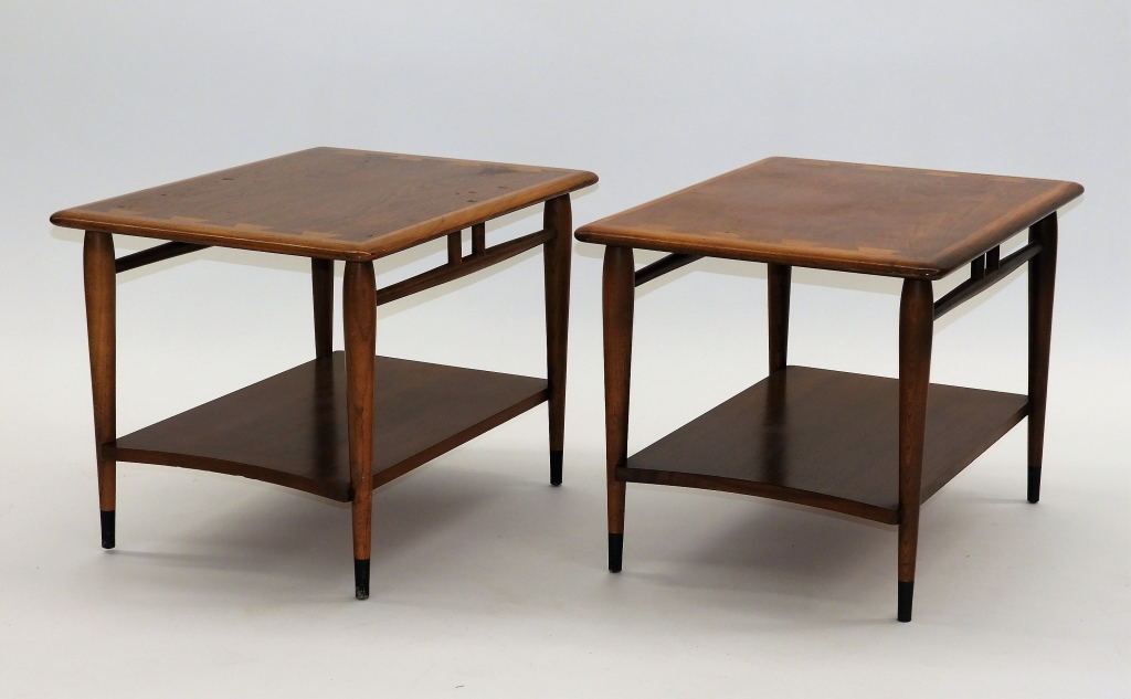 Appraisal: MCM LANE DESIGN WALNUT SIDE END TABLES United States MCMSolid