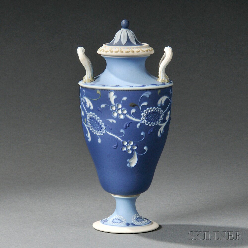 Appraisal: Wedgwood Harry Barnard Decorated Four-color Jasper Dip Vase and a