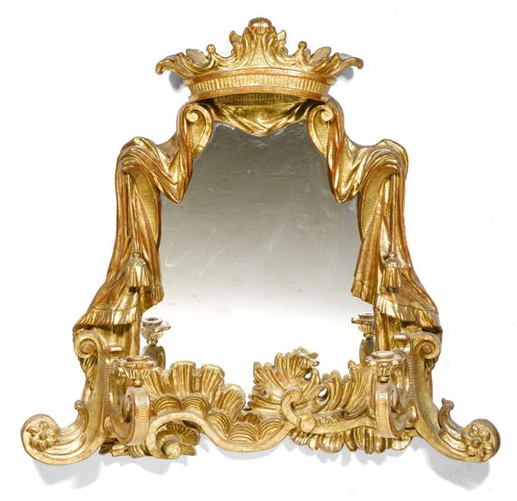 Appraisal: A LARGE MIRRORED WALL SCONCE Baroque style th c Carved